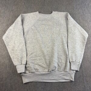 Vintage 80s Raglan Sweatshirt Mens Medium Heather Gray Crewneck Fleece Blank USA